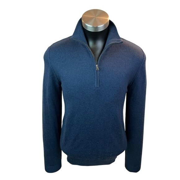 Banana Republic Silk Cashmere Quarter-Zip Sweater Mens Small Navy - Picture 3 of 11